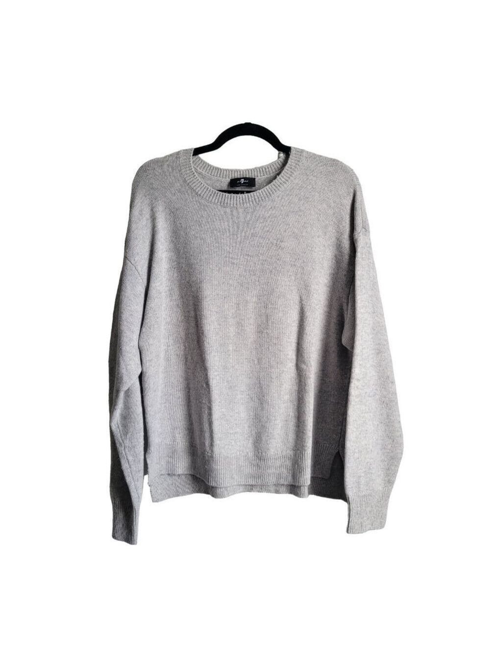 7 For All Mankind Gray Knit Sweater Crew Neck Long Sleeve Large